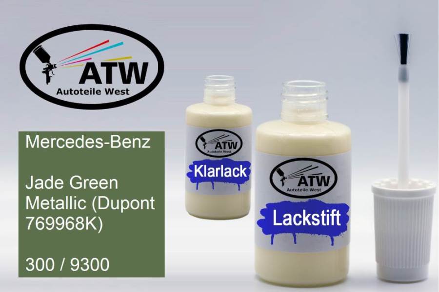 Mercedes-Benz, Jade Green Metallic (Dupont 769968K), 300 / 9300: 20ml Lackstift + 20ml Klarlack - Set, von ATW Autoteile West.